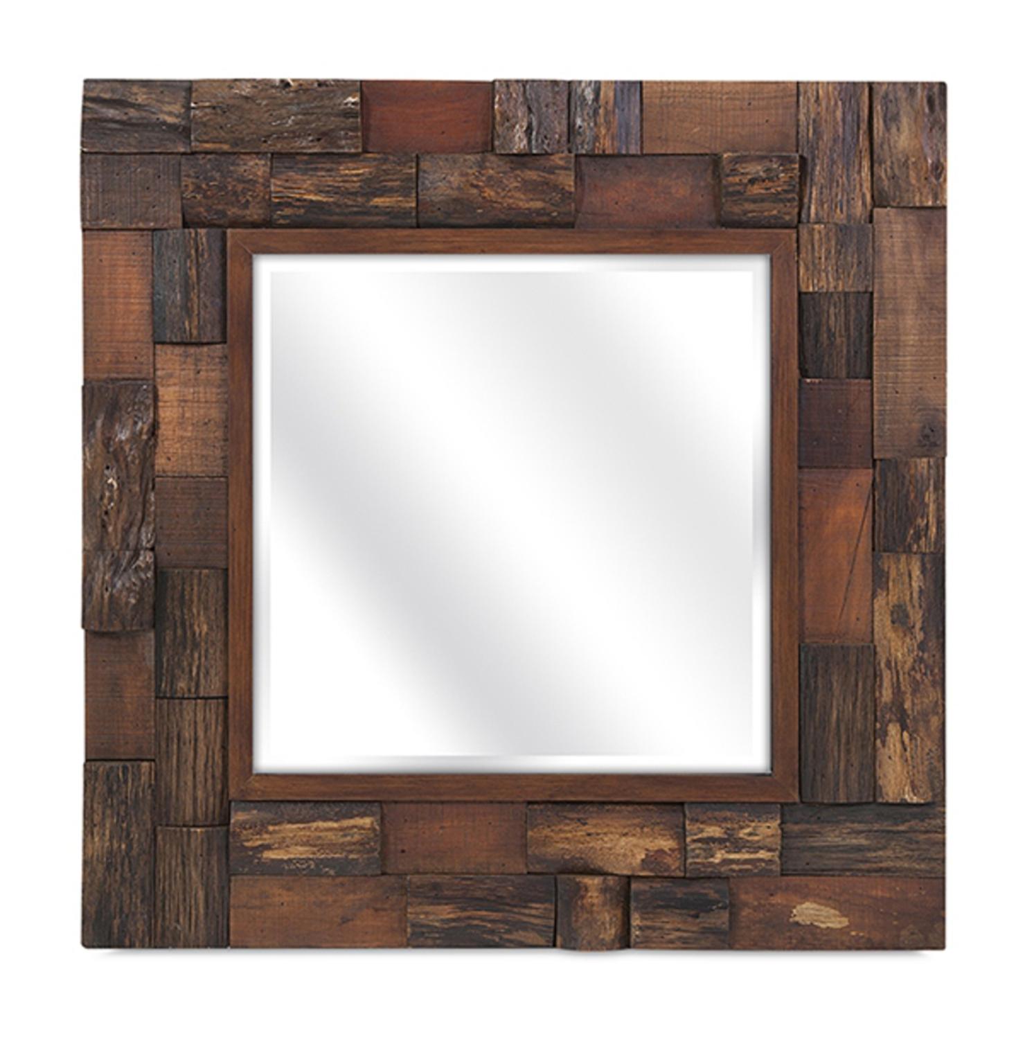 Imax Wall Mirrors Kmart Imax 30 Rustic Masculine Baker Wood Finish Slat Square Beveled Wall Mirror