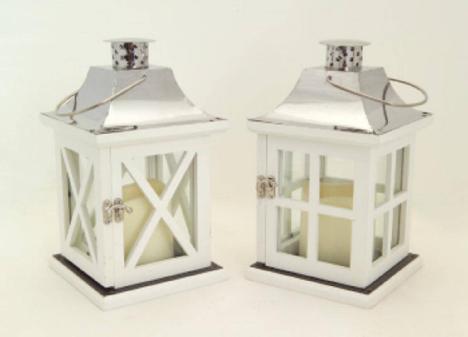 Melrose 257554435578 Pack Of 4 White And Silver Battery Operated Melrose Pack Of 4 White And Silver Battery Operated Outdoor Led Candle Lanterns W