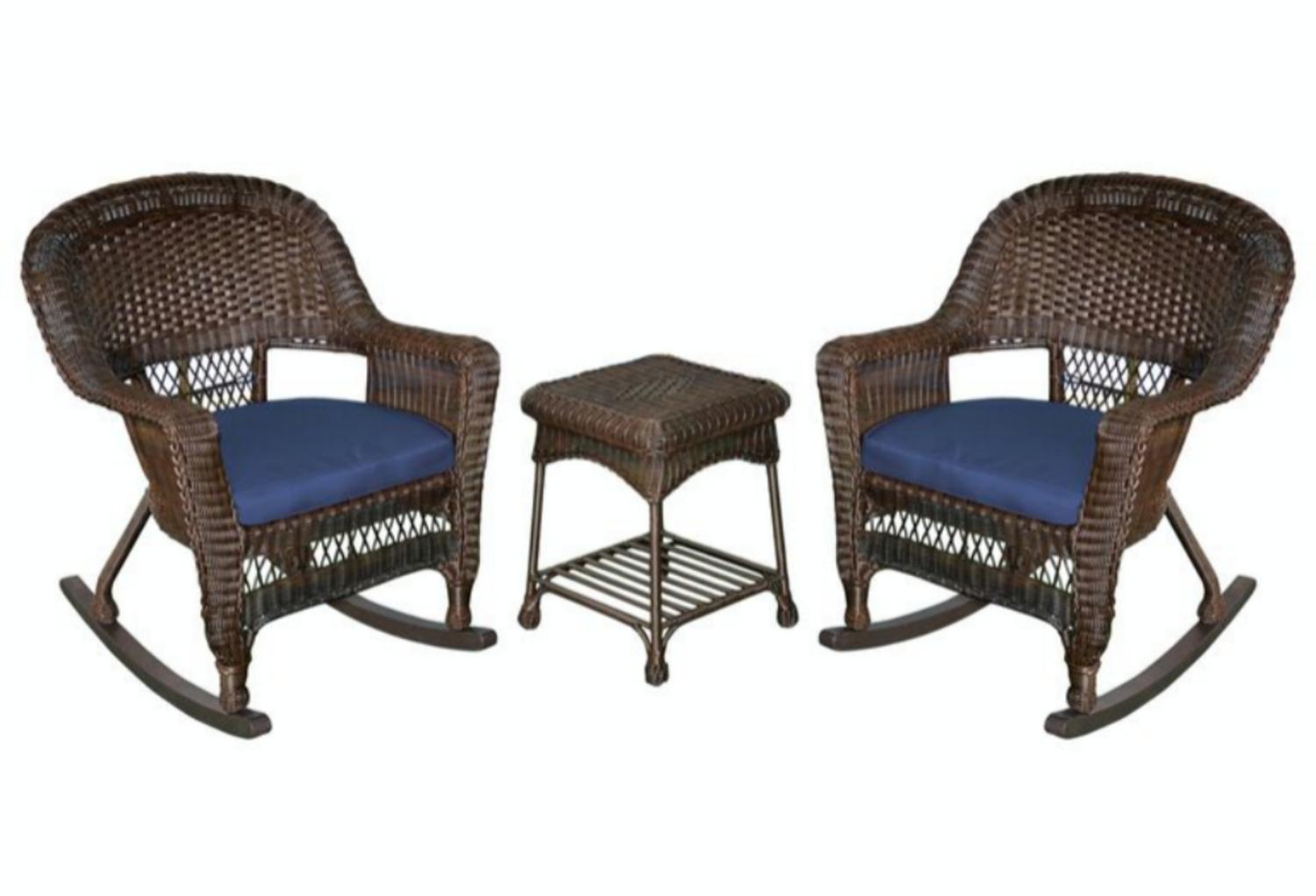 Cc Outdoor Living 762152050462 3 Piece Espresso Wicker Patio Rocker Cc Outdoor Living 3 Piece Espresso Wicker Patio Rocker Chairs Table