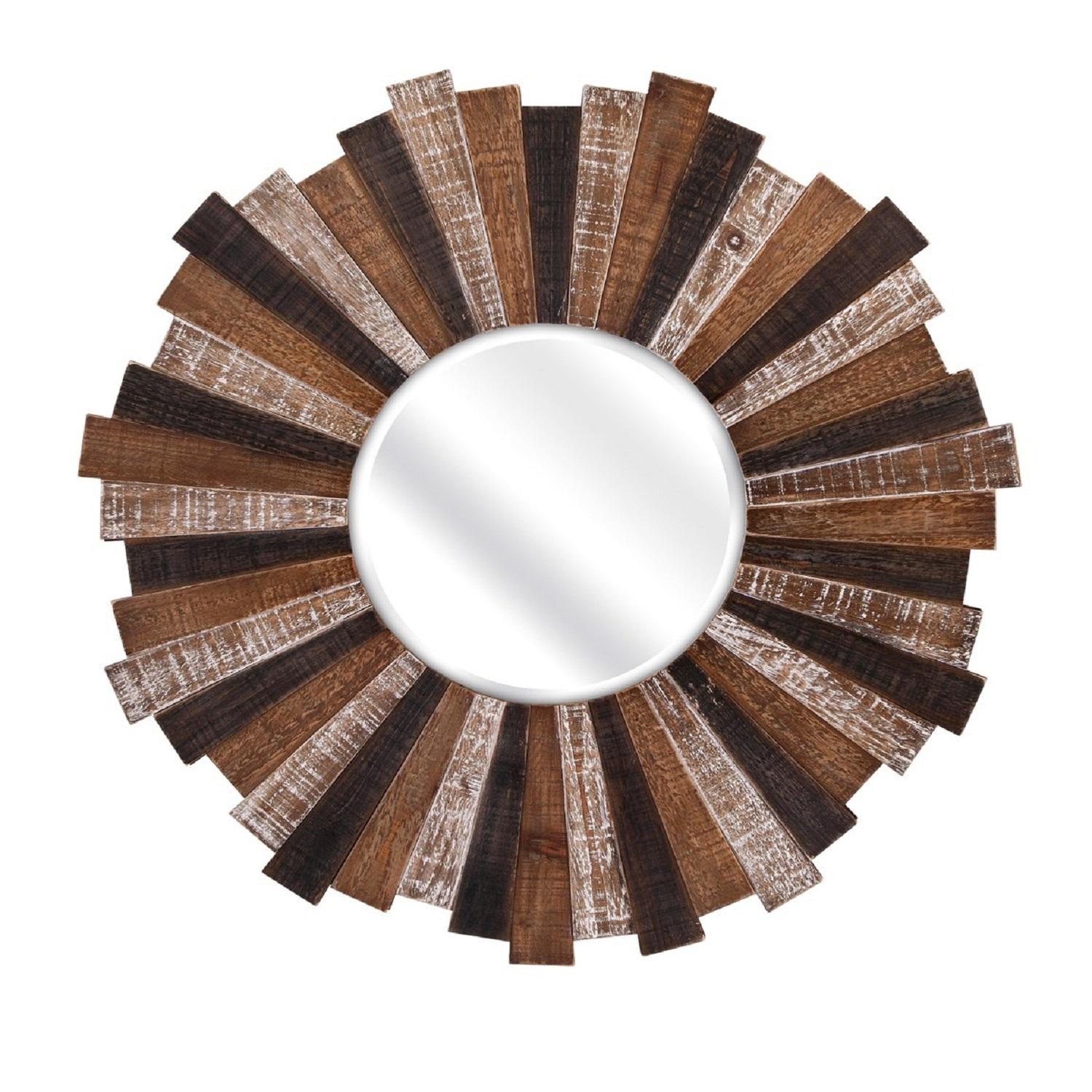 Imax Wall Mirrors Kmart Imax 33 Cardboard And Cocoa Brown Decorative Beveled Pleated Wooden Round Mirror