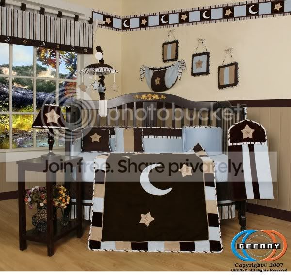 GEENNY Boutique Brand New GEENNY Brown Blue Star & Moon 13-PCS CRIB BEDDING SET at Sears.com