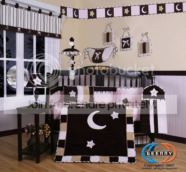 GEENNY Boutique Brand New GEENNY Brown Pink Star & Moon 13-PCS CRIB BEDDING SET at Sears.com