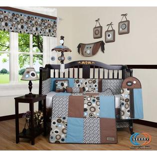 GEENNY Designs Blue Brown Scribble 13-PCS CRIB BEDDING SET GEENNY Designs Blue Brown Scribble 13-PCS CRIB BEDDING SET