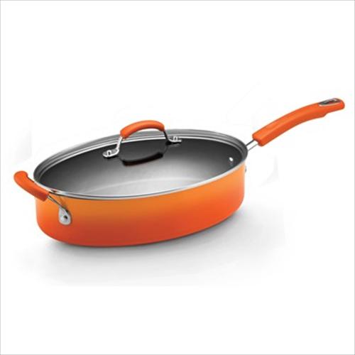 Rachael Ray 5 Qt. Covered Saute Pan - Porcelain Enamel (Orange)