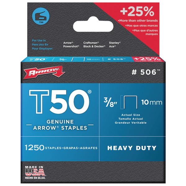 Arrow Fastener 50624 T50 3/8" staples, 4 pk; 1,250 staples per pk at Sears.com