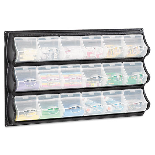Safco Polypropylene Panel Storage w/18 Bins  34 x 51/4 x 20 1/2  Black
