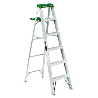 Louisville #428 Six-Foot Folding Aluminum Step Ladder, Green Louisville #428 Six-Foot Folding Aluminum Step Ladder, Green