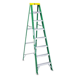 Louisville #592 Eight-Foot Folding Fiberglass Step Ladder, Green/Black Louisville #592 Eight-Foot Folding Fiberglass Step Ladder, Green/Black
