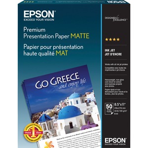 Epson Matte Heavyweight Inkjet Paper - Letter - 8.5" X 11" - 45Lb - Matte - 97 Iso Brightness - 50 / Pack - White at Sears.com