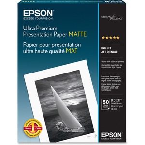 Epson Photographic Papers - Letter - 8.5" X 11" - 192G/M - Matte - 94 Iso Brightness - 50 / Pack - White at Sears.com