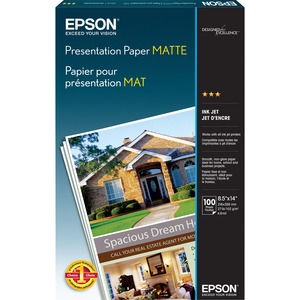 Epson Ink Jet Photo Quality Paper - Legal - 8.5" X 14" - 102G/M - Matte - Iso Brightness - 100 Sheet - White at Sears.com