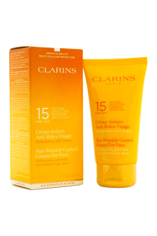 Sun Wrinkle Control Cream Moderate Protection For Face SPF 15 by Clarins for Unisex - 2.7 oz Cream -2PK
