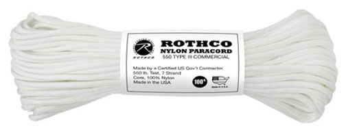 Rothco Nylon Paracord 550lb - 100 ft - White