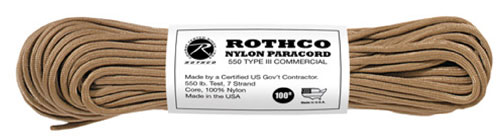 Rothco Nylon Paracord 550lb - 100 ft - Tan