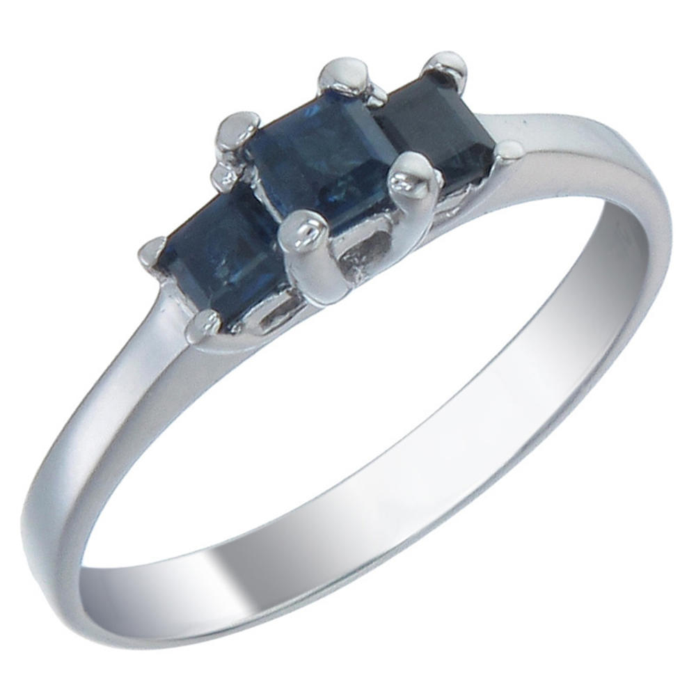 Vir Jewels Sterling Silver 3 Stone Blue Sapphire Engagement Ring (1/4 CT)