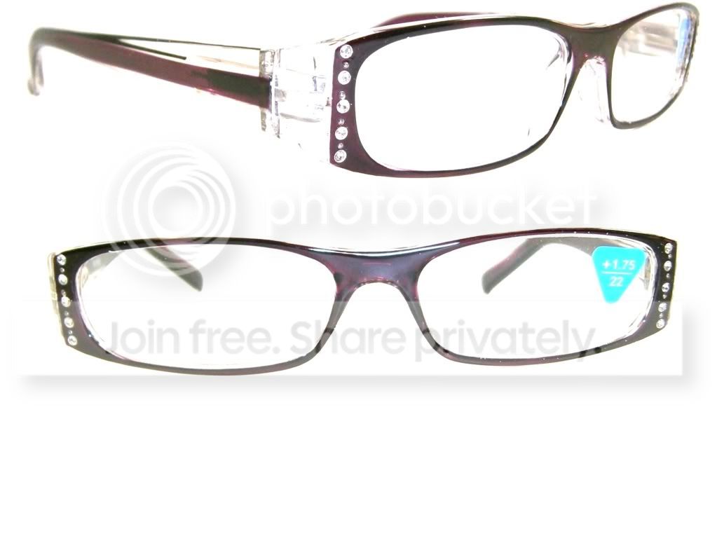 Crystal Case Clear Frame Crystal Rhinestone Reading Glasses PURPLE +1.75 at Sears.com