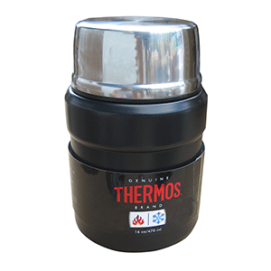 Thermos Stainless King&trade; Vacuum Insulated Food Jar w/Folding Spoon - 16 oz. - Stainless Steel/Matte Black