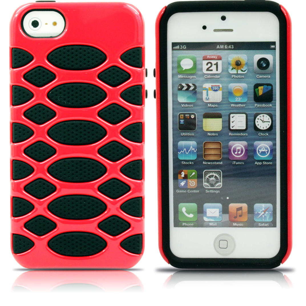 Aleratec Glossy Dual Layer Hard Case Red TPU/Black PC Cover for iPhone 5 at Sears.com