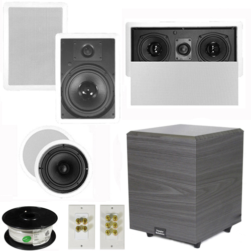 Theater Solutions 5.1 Home Theater 8" and 6.5" Speakers, Center, 8" Powered Sub and More TS6C8WL51SET2 at Sears.com