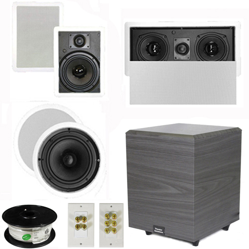 Theater Solutions 5.1 Home Theater 8" and 6.5" Speakers, Center, 8" Powered Sub and More TS6W8CL51SET2 at Sears.com