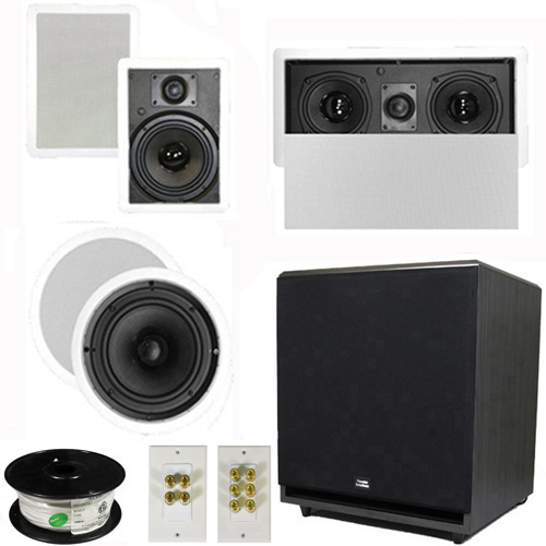 Theater Solutions 5.1 Home Theater 8" and 6.5" Speaker Set with Center, 15" Powered Sub and More TS6W8CL51SET9 at Sears.com