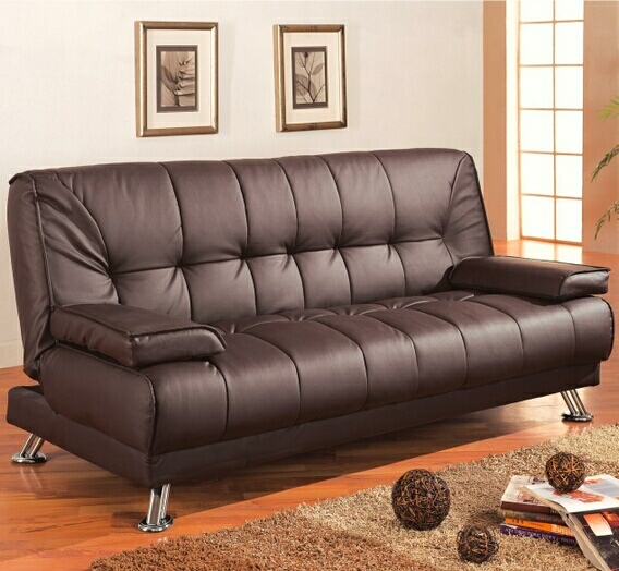 Coaster Brown vinyl folding futon sofa bed with removable arms at Sears.com