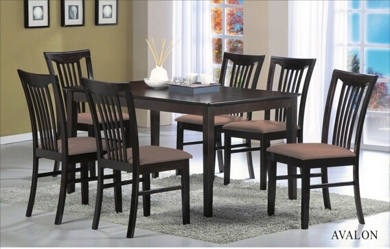 Casa Blanca 7 pc Avalon collection espresso finish wood dining table set with slat back chairs and fabric seats at Sears.com
