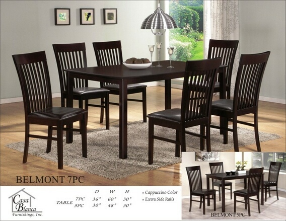 Casa Blanca 7 pc Belmont collection vertical slatted style back chairs and espresso finish wood dining table set and leather like vinyl seat at Sears.com