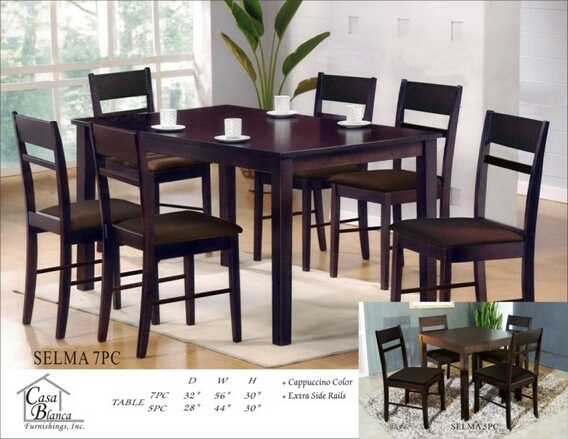 Casa Blanca 7 pc Selma collection espresso finish wood dining table set with slat back chairs and fabric seats at Sears.com