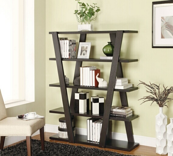 Coaster Criss cross design ladder style Espresso finish wood modern styling slim line bookcase shelf unit at Sears.com
