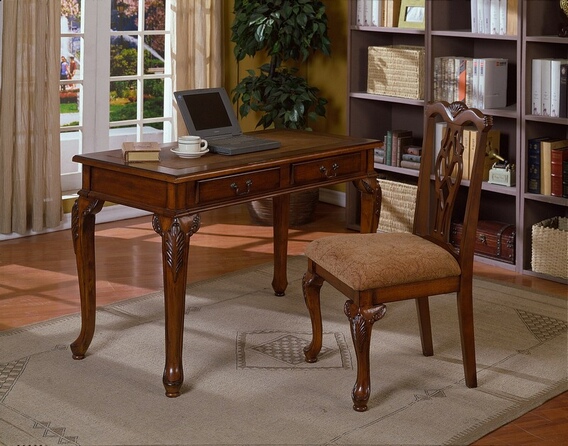 Crown Mark 2 pc Writing desk and chair set in a cherry brown finish wood at Sears.com