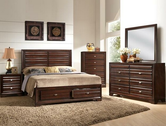 Crown Mark 5 Pc. Stella Dark Brown Wood Finish Underbed Storage Platform Queen Bedroom Set at Sears.com