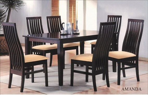 Casa Blanca 7 pc Amanda collection vertical slatted back chairs and espresso finish wood dining table set and fabric seats at Sears.com