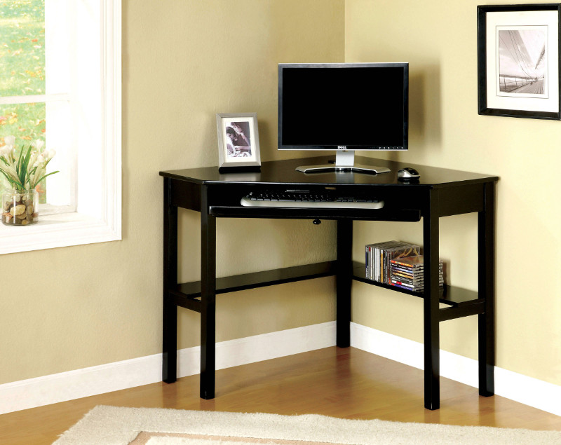 Furniture of america Porto Black Wood Finish Corner Desk with Slide out Keyboard Drawer at Sears.com