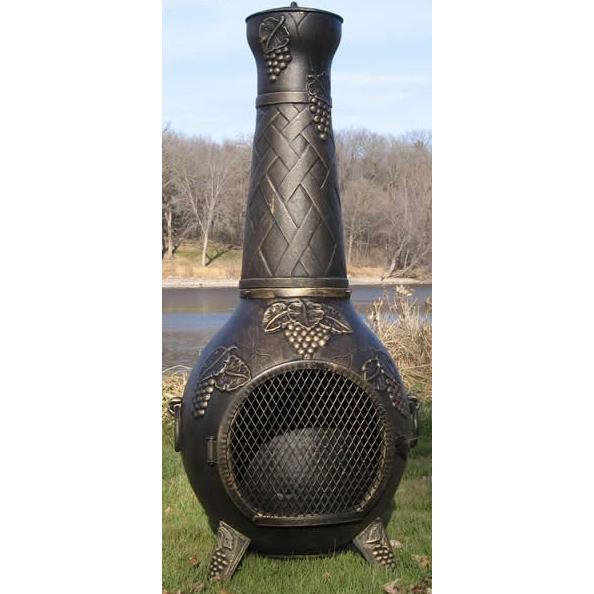 The Blue Rooster Grape Style Cast Aluminum Chiminea With Natural Gas Conversion Kit - Gold Accent at Sears.com