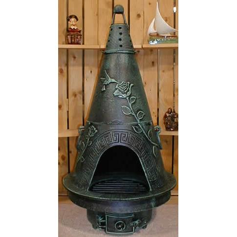 The Blue Rooster Garden Style Cast Aluminum Chiminea With Natural Gas Conversion Kit - Antique Green at Sears.com
