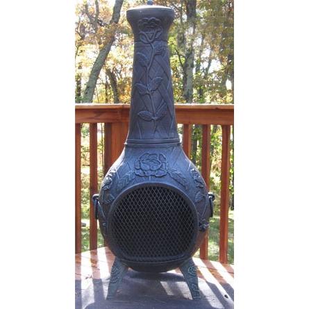 The Blue Rooster Rose Style Cast Aluminum Chiminea With Propane Gas Conversion Kit - Antique Green at Sears.com