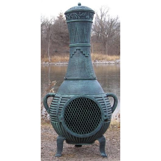 The Blue Rooster Pine Style Cast Aluminum Chiminea With Propane Gas Conversion Kit - Antique Green at Sears.com