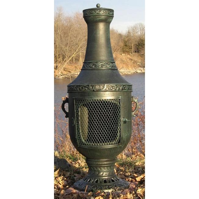 The Blue Rooster Venetian Style Cast Aluminum Chiminea With Propane Gas Conversion Kit - Antique Green at Sears.com