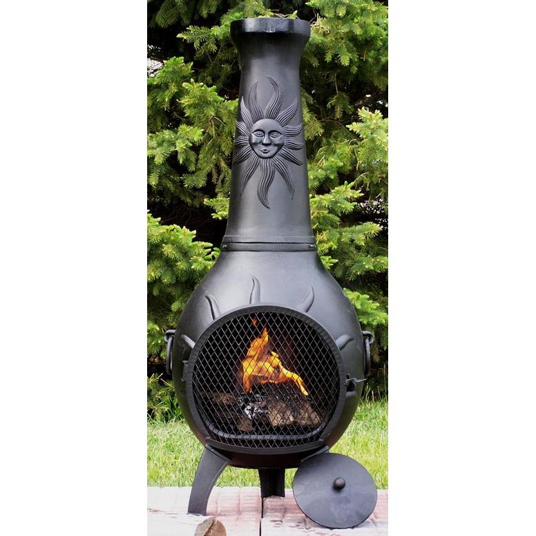 The Blue Rooster Sun Stack Style Cast Aluminum Chiminea With Natural Gas Conversion Kit - Charcoal at Sears.com