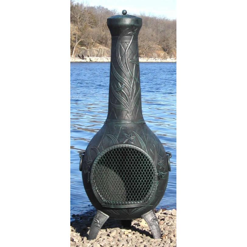 The Blue Rooster Orchid Style Cast Aluminum Chiminea With Propane Gas Conversion Kit - Antique Green at Sears.com
