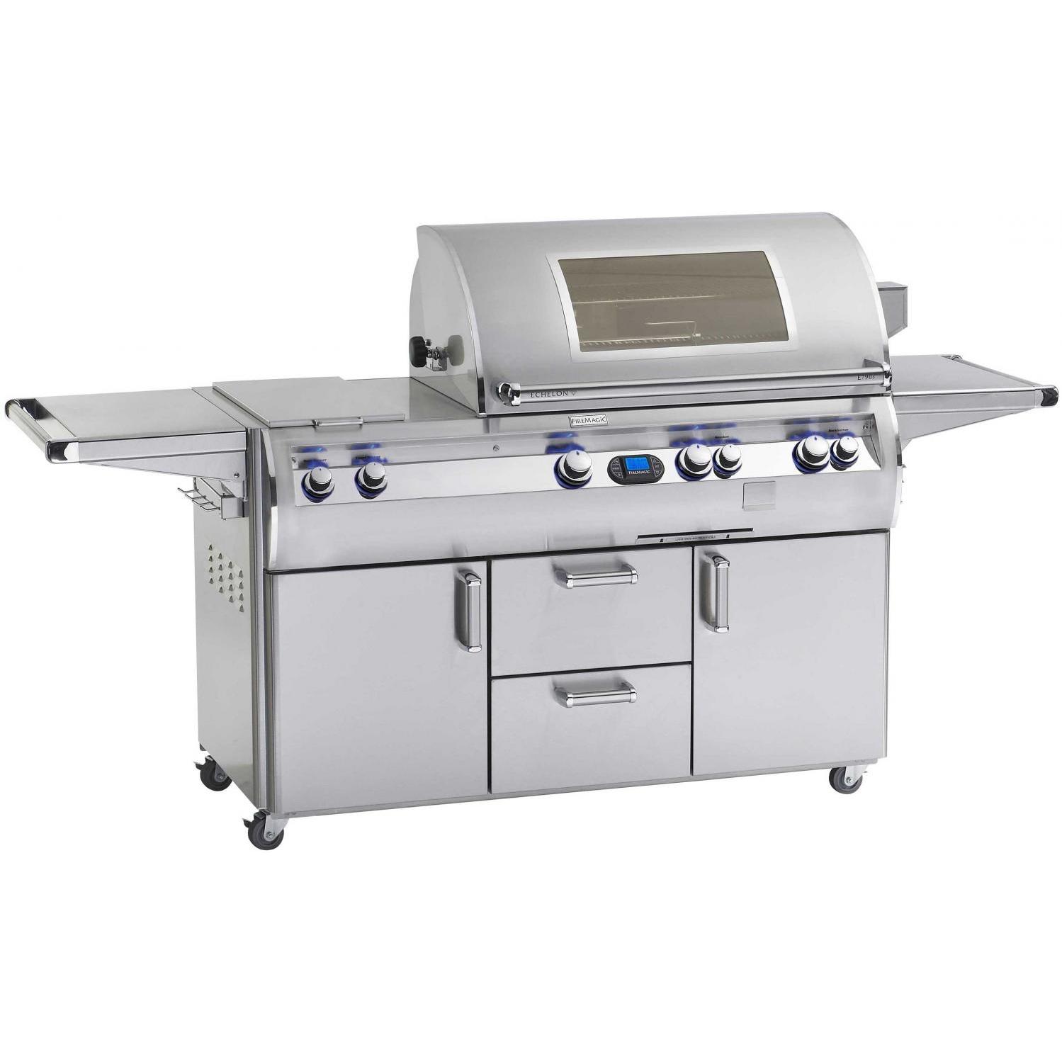Fire Magic Echelon Diamond E660s Natural Gas Grill With Double Side Burner, Power Hood And Magic View Window On Cart at Sears.com