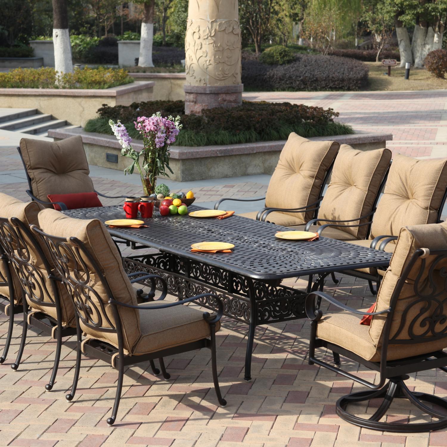 Darlee Santa Anita 10-person Cast Aluminum Patio Dining Set With Extension Table - Antique Bronze at Sears.com