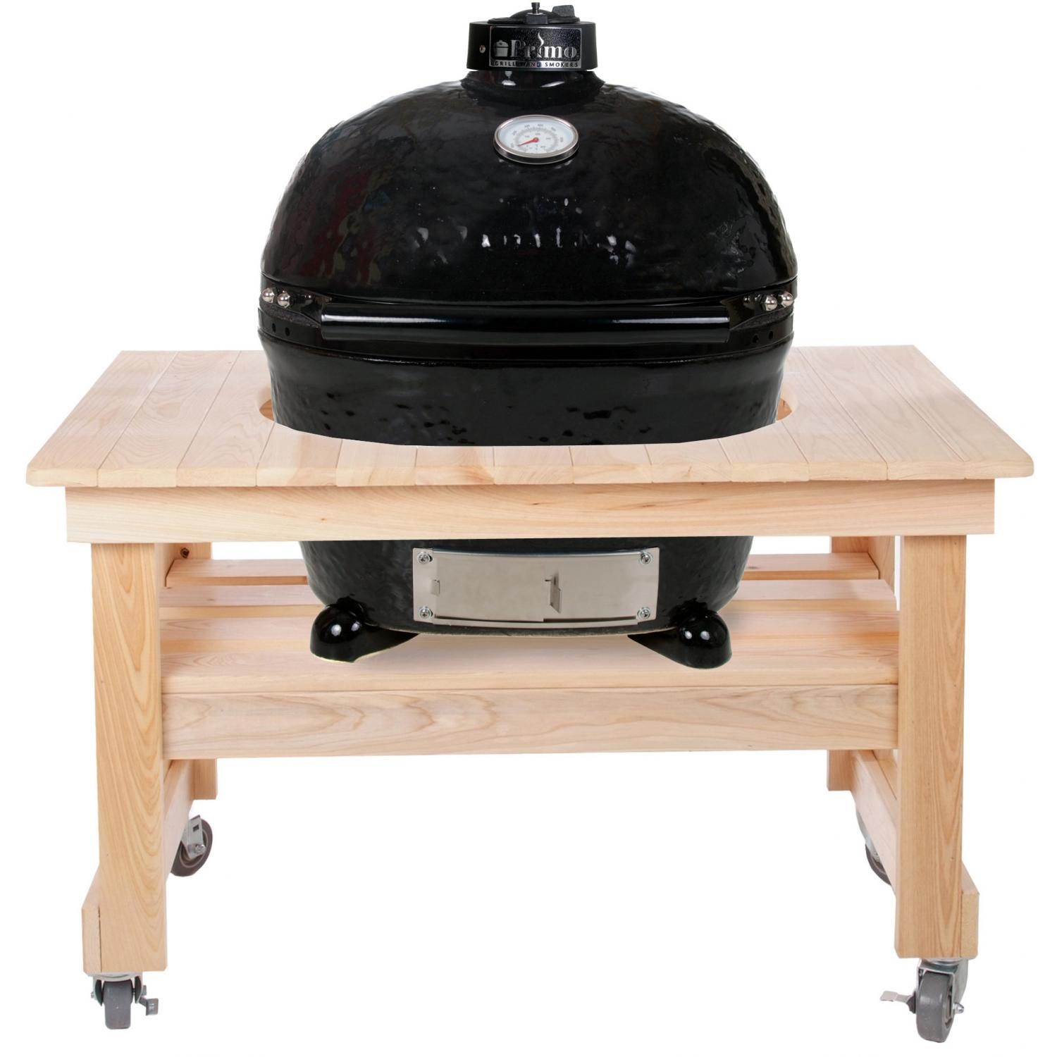 Primo Ceramic Charcoal Smoker Grill On Compact Cypress Table - Oval Xl at Sears.com