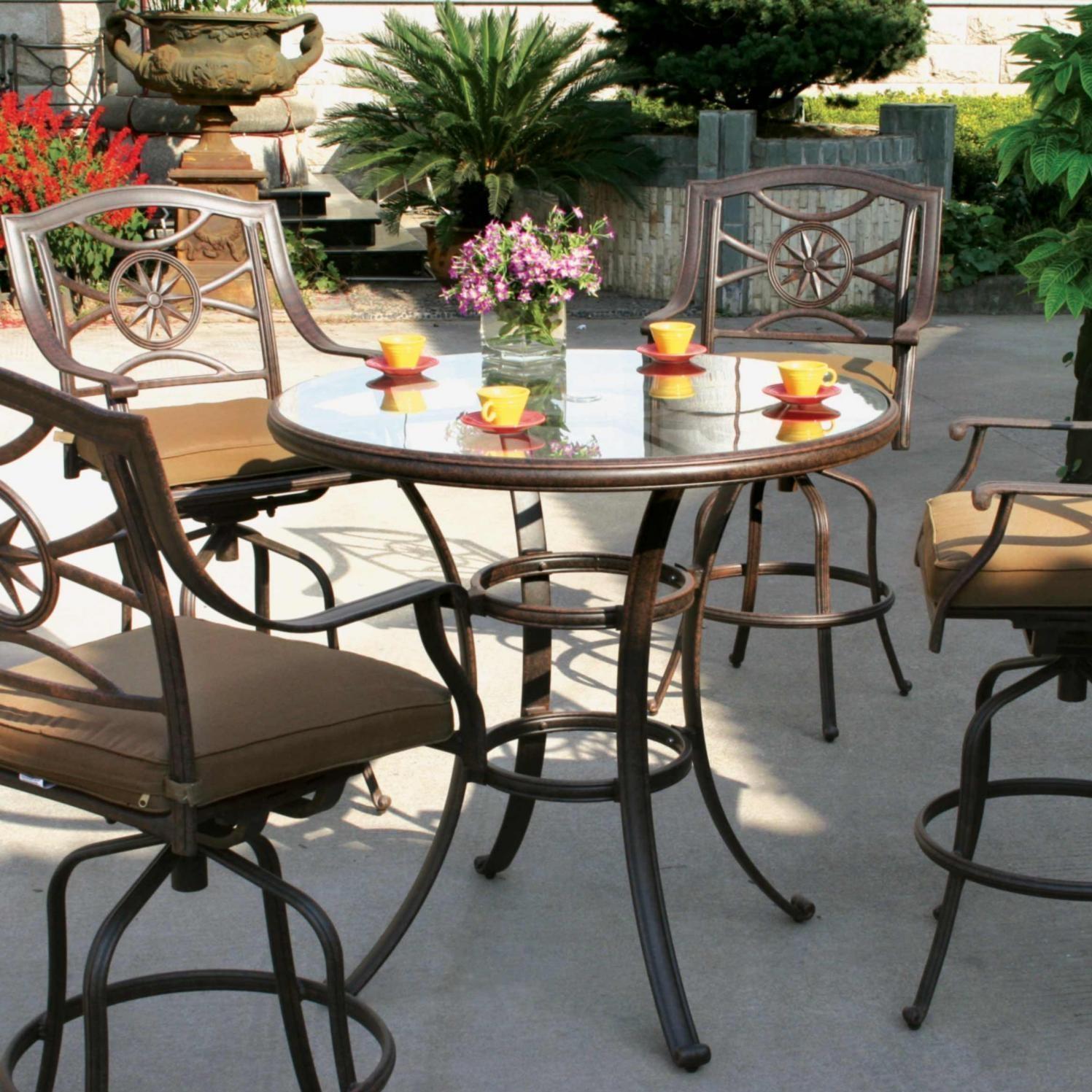 Darlee Ten Star 4-person Cast Aluminum Patio Bar Set With Glass Top Table - Antique Bronze at Sears.com
