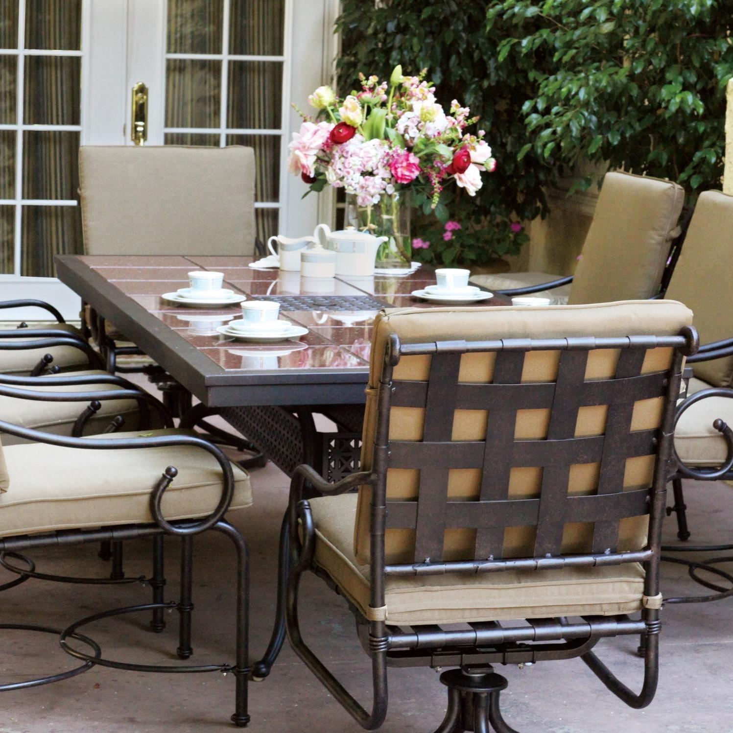 Darlee Malibu 8-person Cast Aluminum Patio Dining Set With Granite Top Table - Antique Bronze / Brown Granite Tile at Sears.com