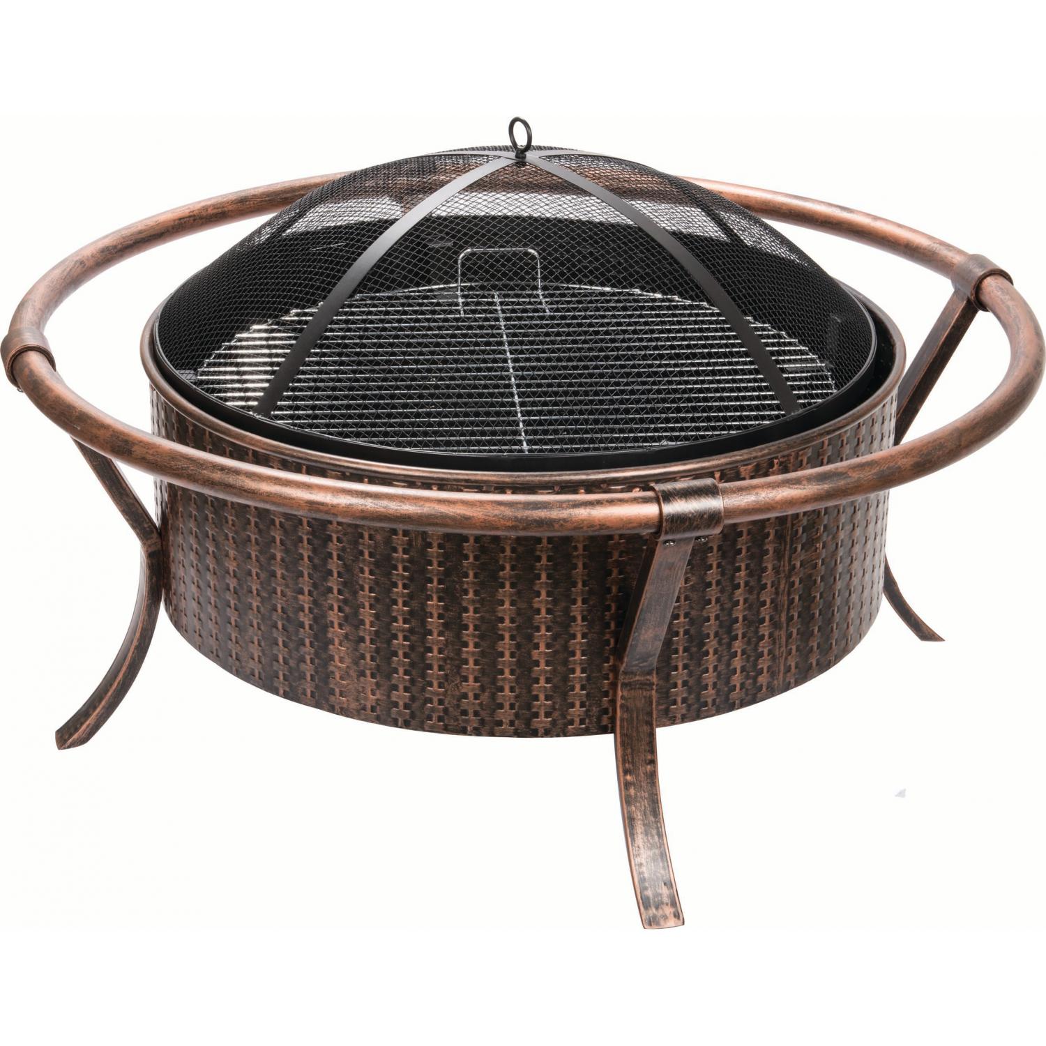 Alpine Flame 37-inch Copper And Black Outdoor Wood Burning Fire Pit With Weave Design at Sears.com