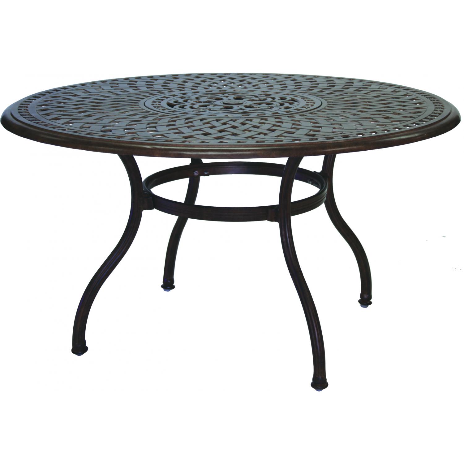 Darlee Series 60 Cast Aluminum Patio Dining Table With Ice Bucket Insert - Mocha Darlee Series 60 Cast Aluminum Patio Dining Table With Ice Bucket Insert - Mocha