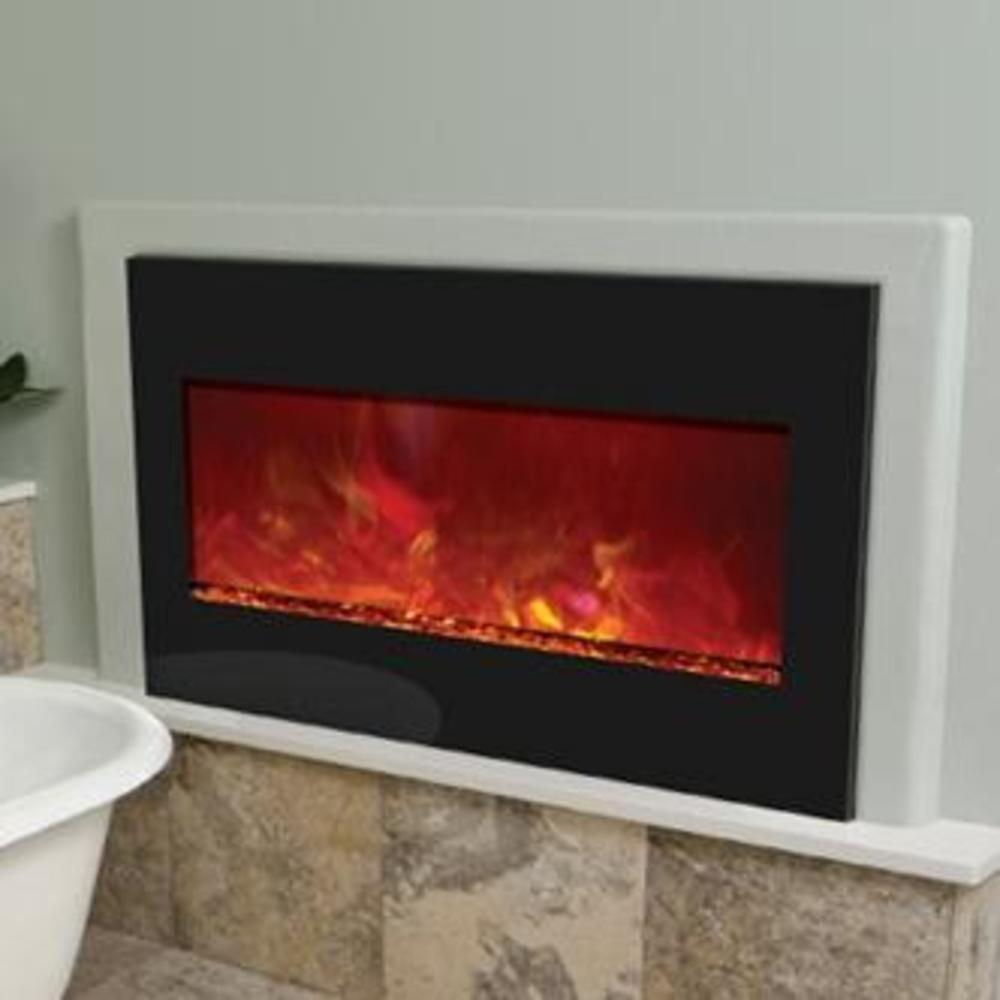 Amantii Zero Clearance 33-inch Built-in Electric Fireplace - Black Glass - Zecl-33