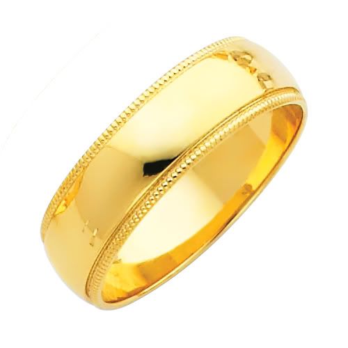 14K Yellow Gold Milgrain Wedding Band Ring 6 mm Sz 12